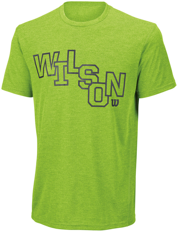 Wilson Stacked Tech Tee - granny green heather/neptune blue