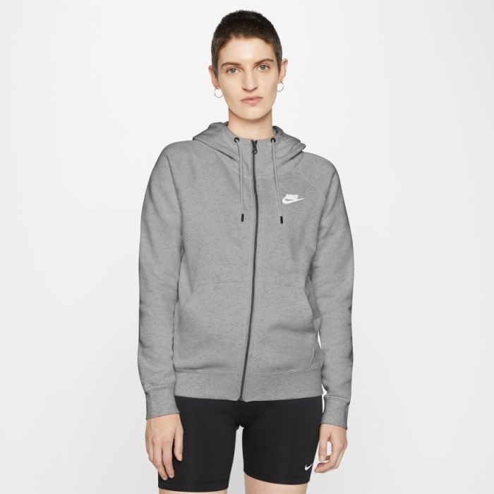 Nike Sportswear Essential Hoodie FZ Fleece W - dark grey heather/white