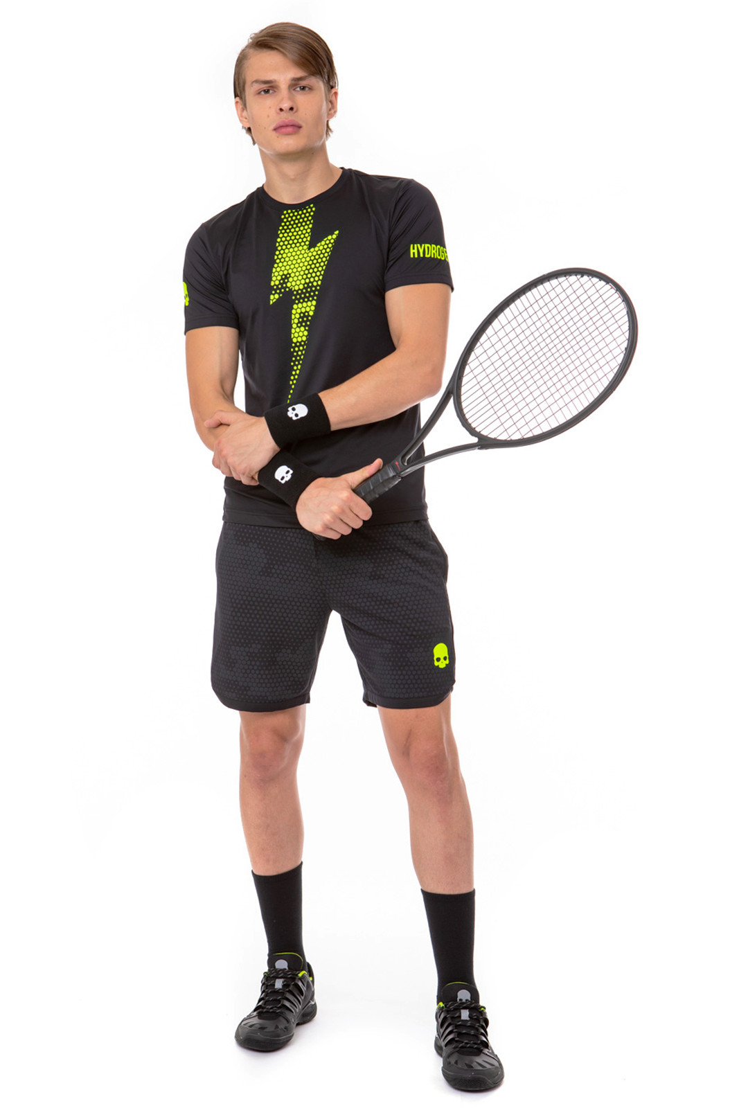 Hydrogen Tech Thunderbolt Tee - black/yellow fluo