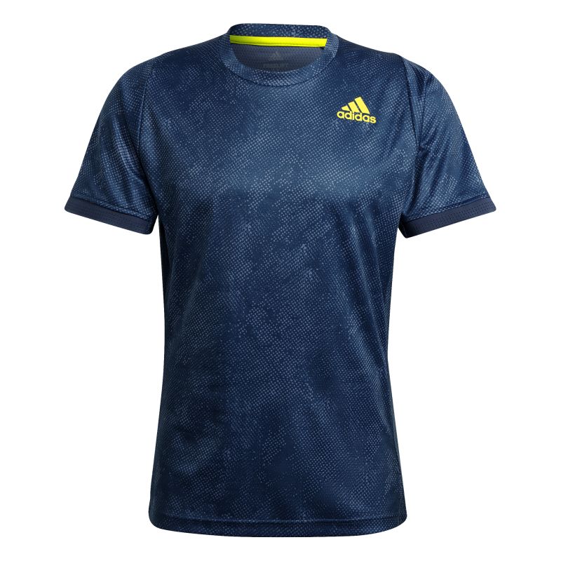 Adidas Freelift Printed Primeblue Tee M - crew navy/acid yellow/crew blue