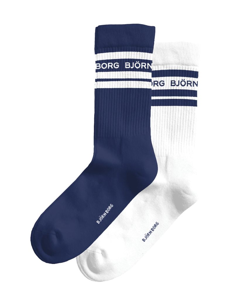 Björn Borg Classic Crew 2P - white/blue Björn Borg Classic Crew 2P - white/blue