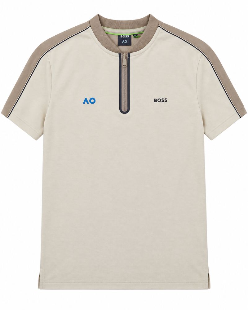 Koszulka chłopięca BOSS x AO Kids Piqué Logo - beige