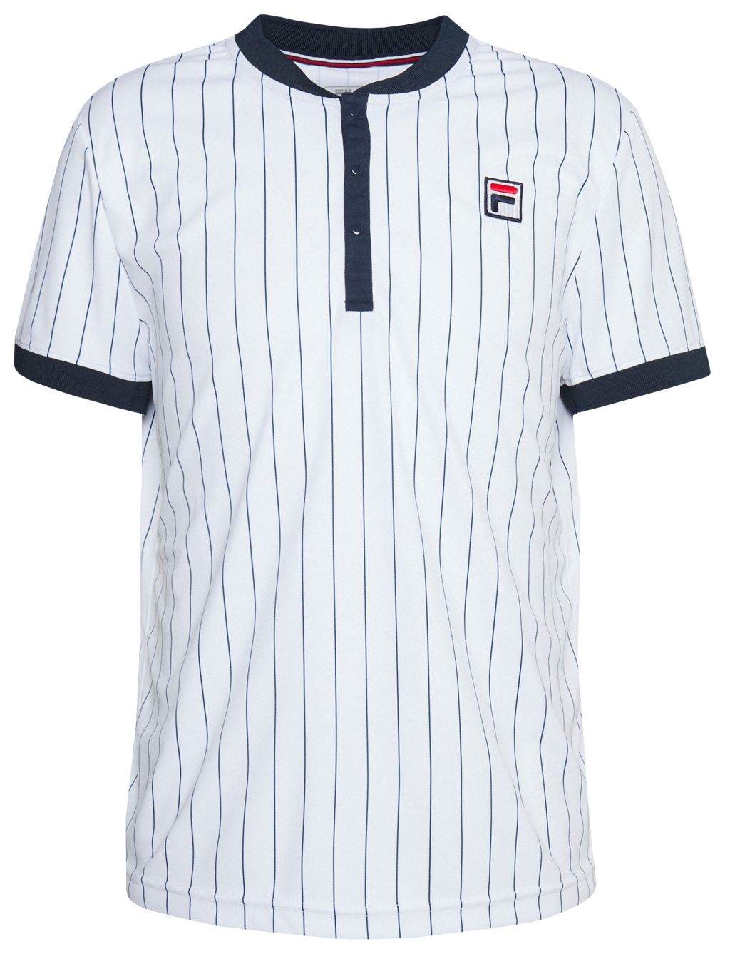 Fila T-Shirt Stripes Button M - white/peacoat blue