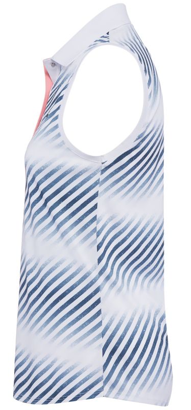 Lacoste Shaded Striped Breathable Piqué Tennis Polo Shirt - white/blue/pink