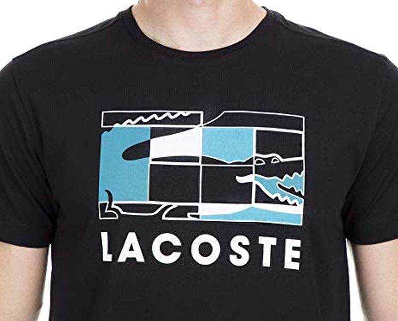 Lacoste Men's SPORT Crocodile Design Breathable T-Shirt - black/white/blue/blue