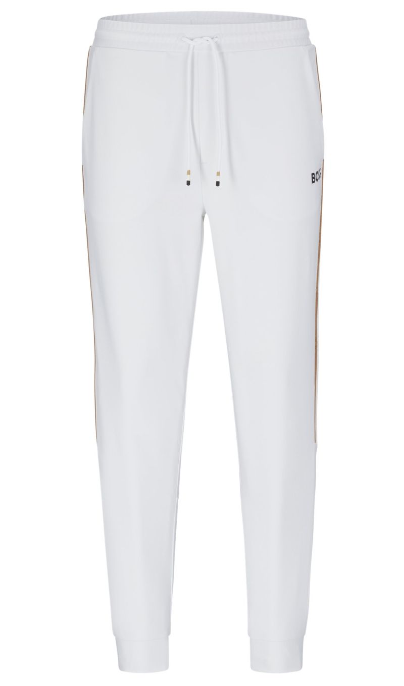 BOSS x Matteo Berrettini Tracksuit Bottoms with Stripes and Logo - white BOSS x Matteo Berrettini Tracksuit Bottoms with Stripes and Logo - white
