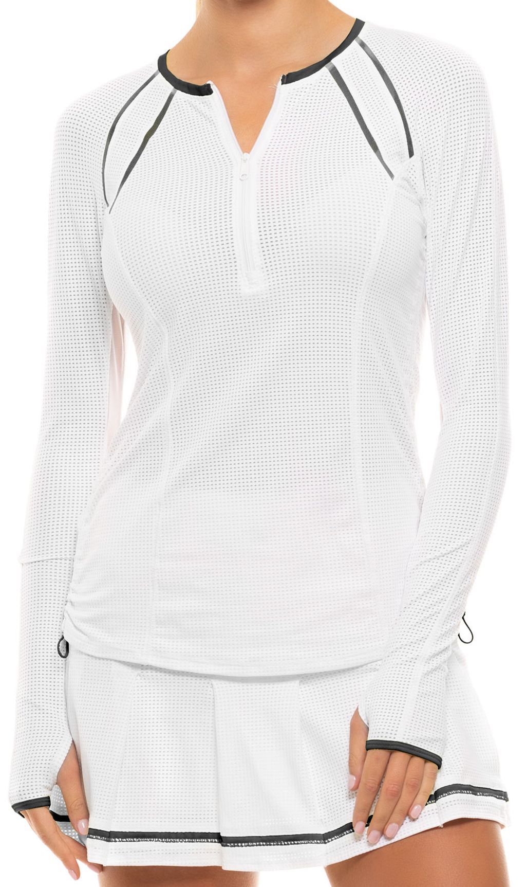 Lucky in Love Core Whites Raglan Zip L/S - white/black Lucky in Love Core Whites Raglan Zip L/S - white/black