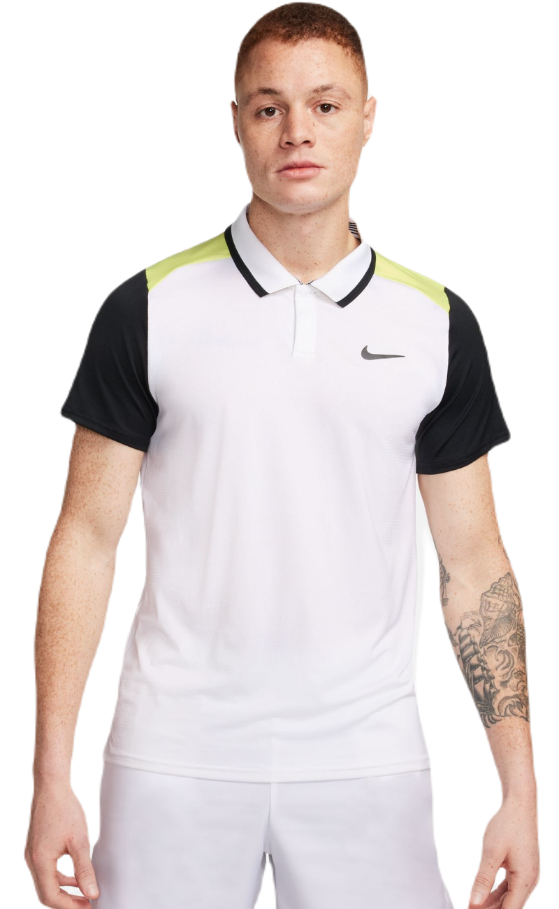 Nike Court Dri-Fit Advantage Polo - white/lt lemon twist/black/black Nike Court Dri-Fit Advantage Polo - white/lt lemon twist/black/black