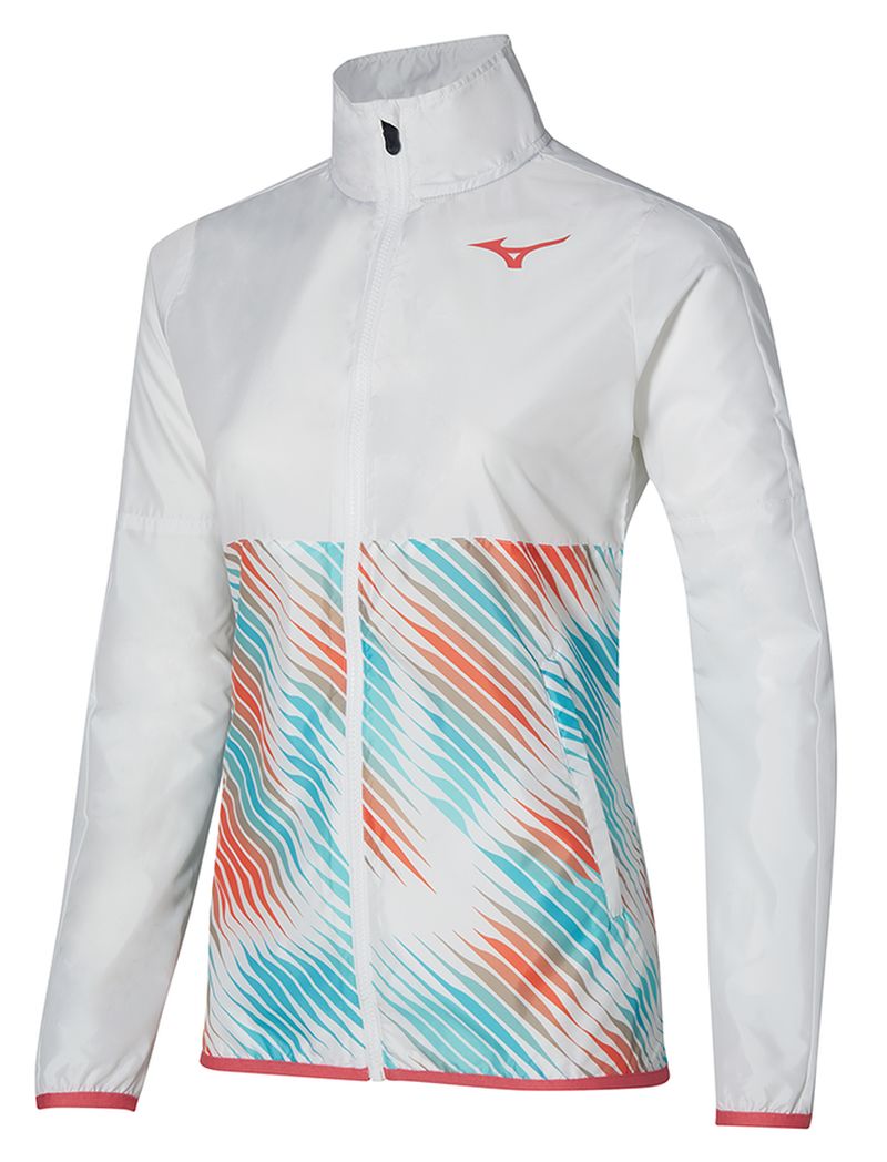 Mizuno Printed Jacket - white/fierry coral