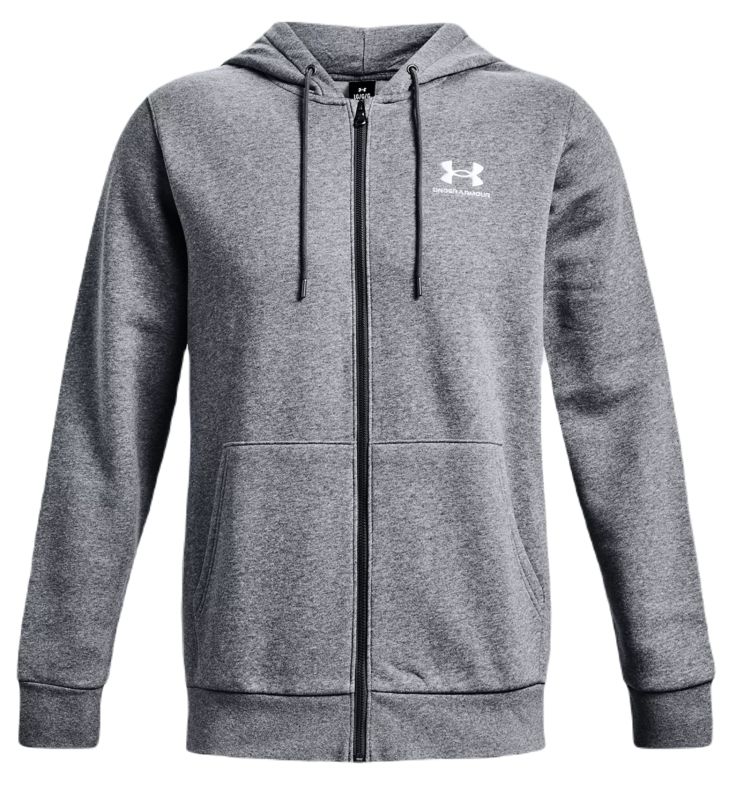 PS1373881-012_HF Under Armour Men's UA Essential Fleece Full-Zip Hoodie - pitch gray medium heather/white