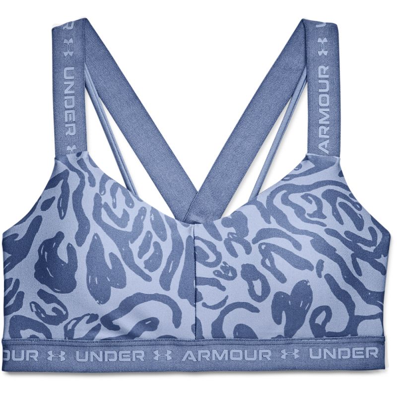 Under Armour Crossback Low Print Sports Bra - mineral blue