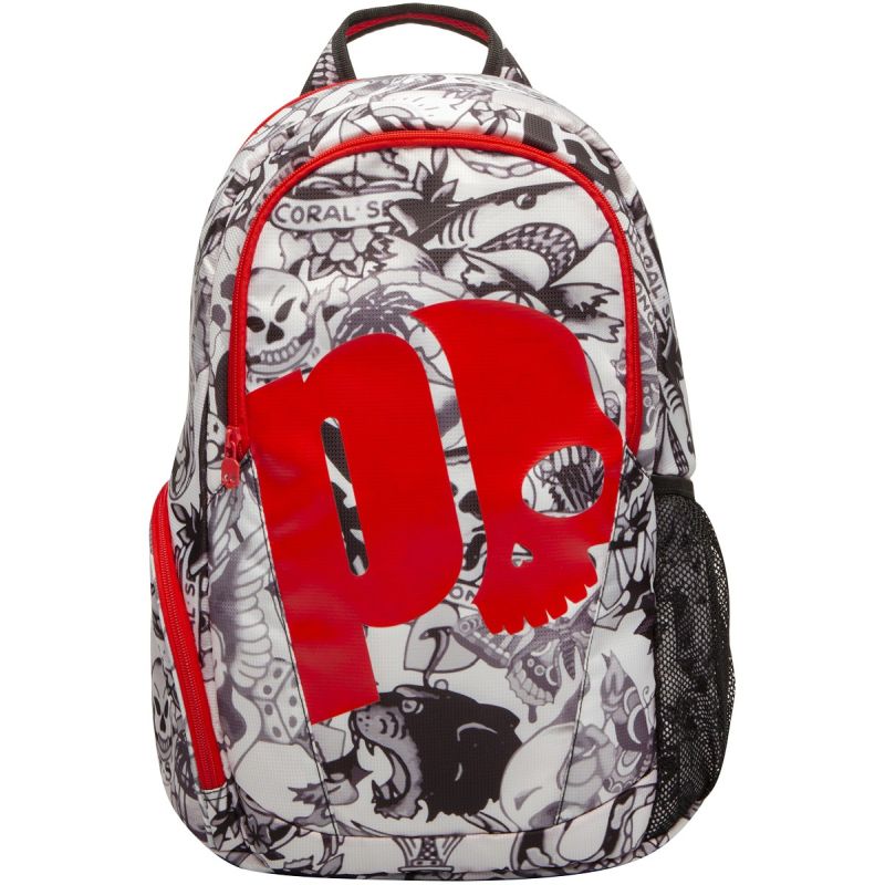 Prince By Hydrogen Tattoo Backpack - black/white/red