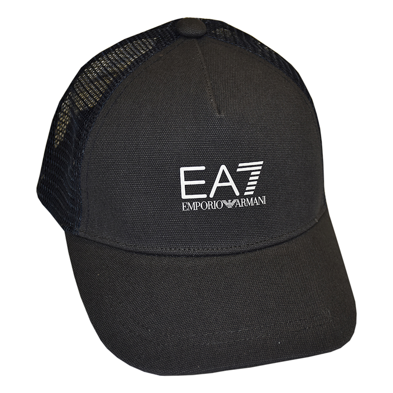 EA7 Man Woven Baseball Hat - ebony/white