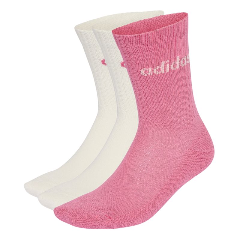 Adidas Kids Linear Crew 3P - off white/pink fusion/off white Adidas Kids Linear Crew 3P - off white/pink fusion/off white