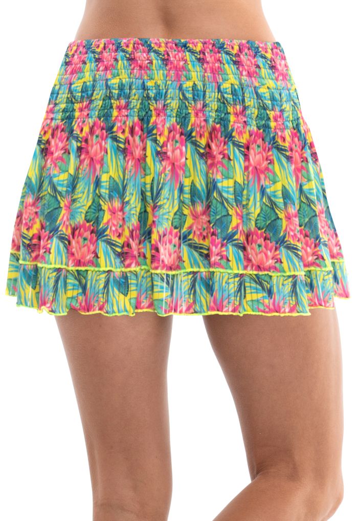 lucky-in-love-novelty-print-sub-tropic-smocked-skirt-women-multi-3 Lucky in Love Novelty Print Sub Tropic Smocked Skirt Women - multi