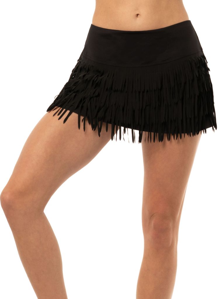 Lucky in Love Laser Cut Level Up Fringe Skirt Women - black