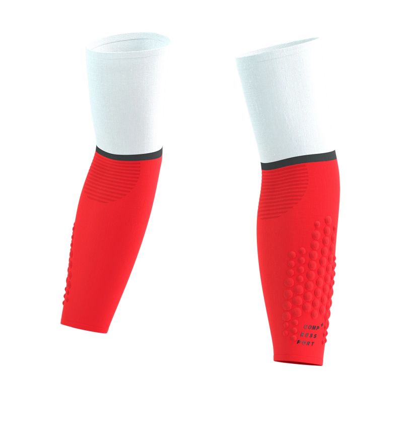 Compressport Armforce Ultralight - white/fluo red