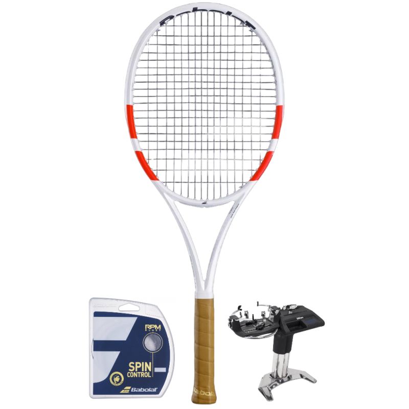 Babolat Pure Strike 97 - white/red/black + string + stringing