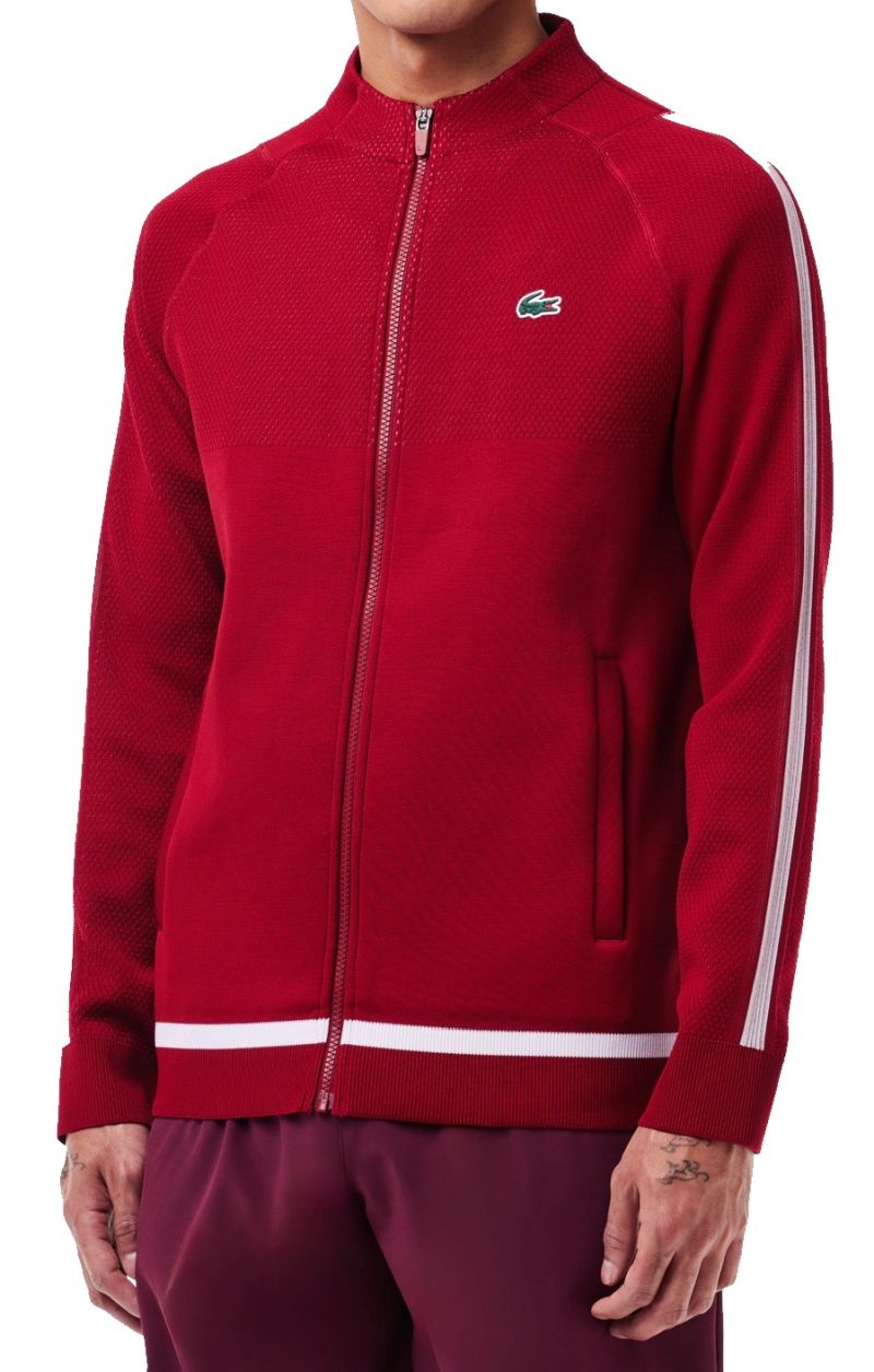 Jacket Survetement Lacoste Rouge Bordeaux Sweat De Tennis Homme