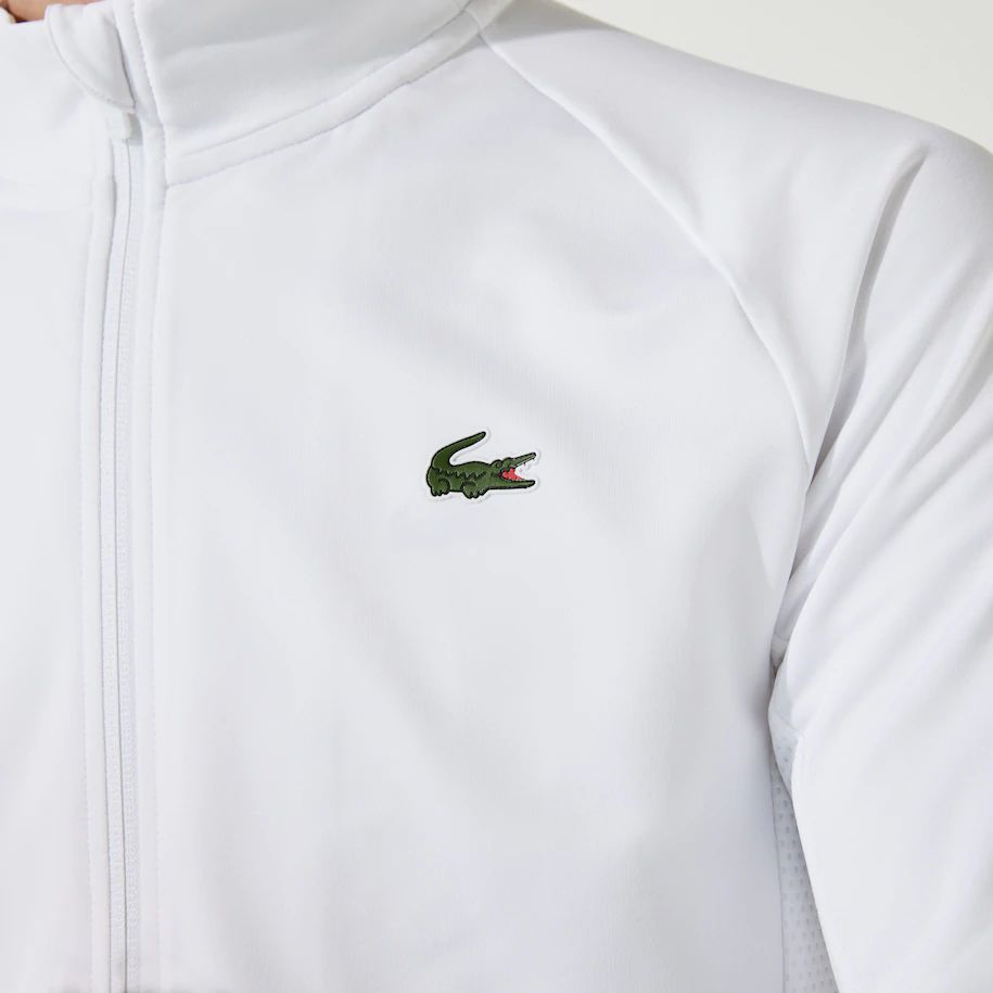 Lacoste Men’s SPORT Breathable Ergonomic Zip Sweatshirt - white/black/white