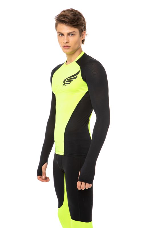 Hydrogen Fast Skull Second Skin Tee LS Man - fluo yellow