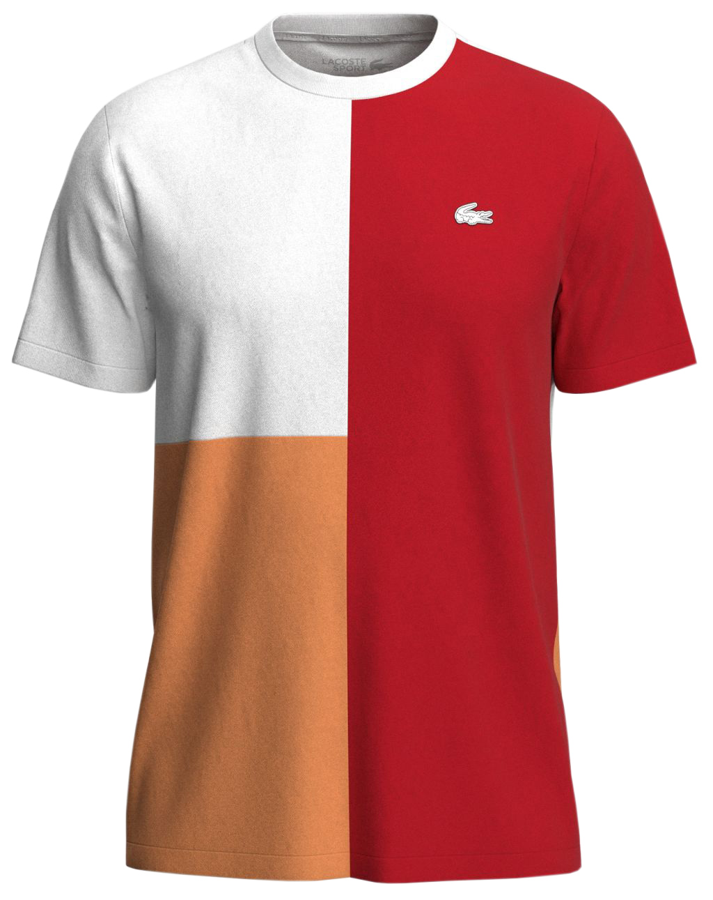 Lacoste Men’s SPORT Tricolour Breathable Light Piqué T-shirt - red/white/orange