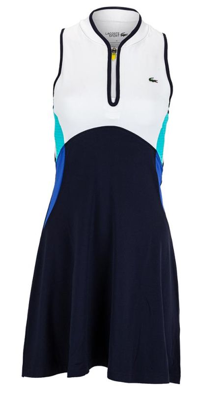 Lacoste Women's SPORT Colorblock Stretch Jersey Dress - blue marine/white
