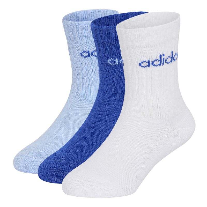 Skarpety tenisowe Adidas Kids Linear Crew 3P - white/royal blue/glow blue