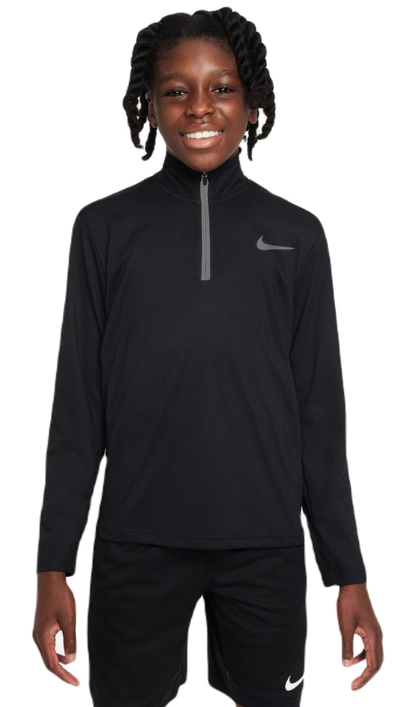 AURORA_DQ9024-010_PHSFM001-2000 Nike Boys Dri-Fit Poly+ 1/4 Zip - black/reflective silver