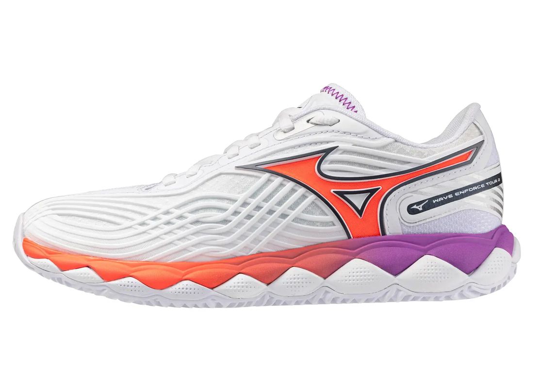 Damskie buty do padla Mizuno Wave Enforce Tour 2 CC - white/lava orange/dahlia