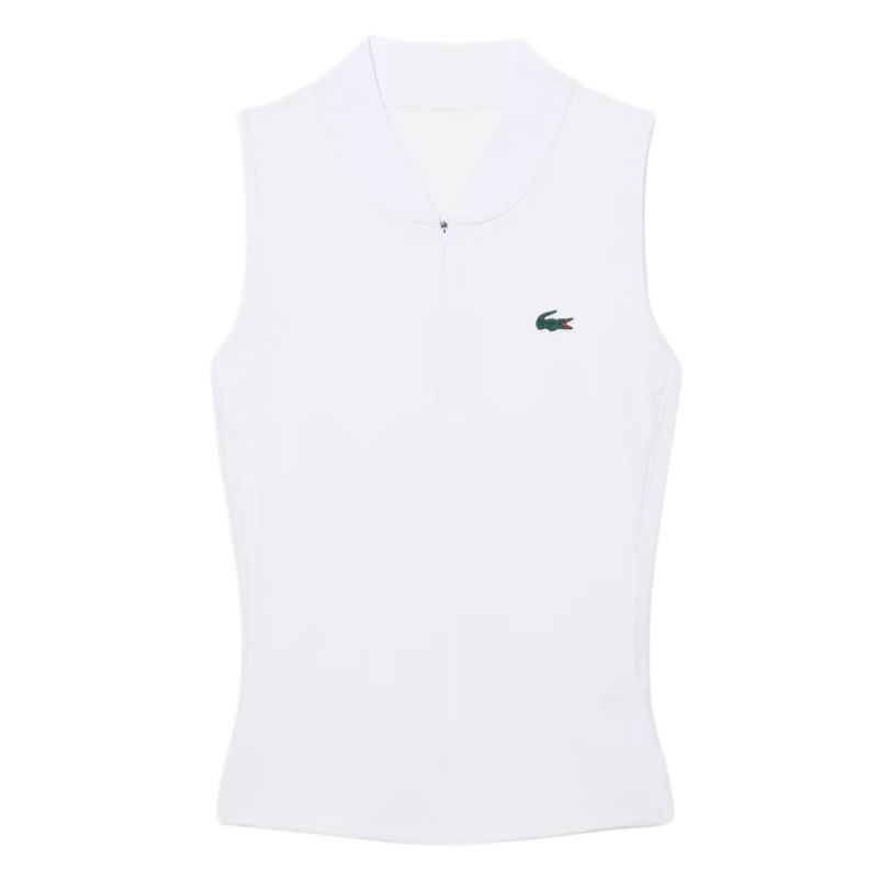 Damskie polo Lacoste Sleeveless Stretch Dual Fabric Tennis - white