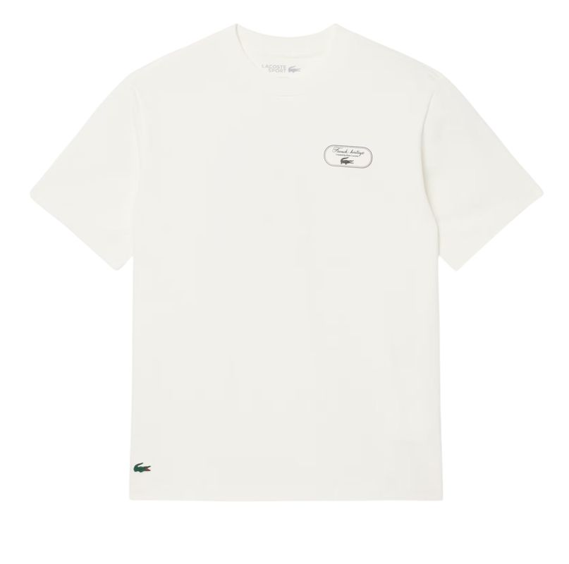 Męski t-shirt Lacoste Ultra Dry Tennis Heritage Graphic - white