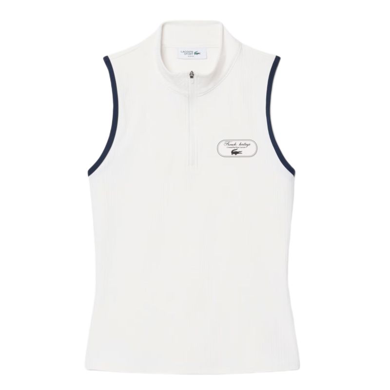 Damski top Lacoste Ultra Dry Badge Accent Tennis Heritage - white/navy blue