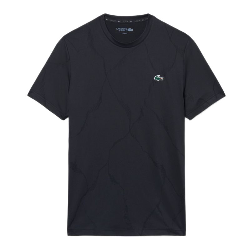 Męski t-shirt Lacoste Ultra Dry Crocodile Jacquard Tennis - black
