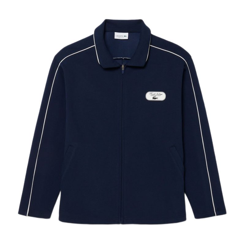 Męska bluza Lacoste Tennis Heritage Zipped Badge Accent - navy blue/white