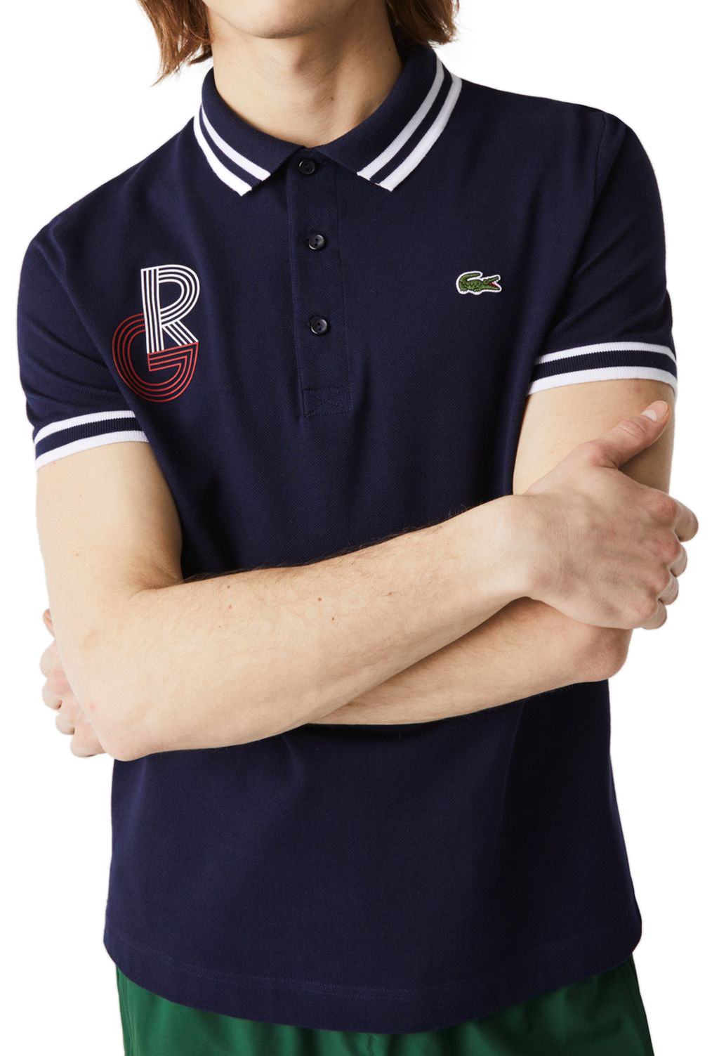 Lacoste Men's SPORT Roland Garros Edition Piqué Polo Shirt - navy blue/white/red