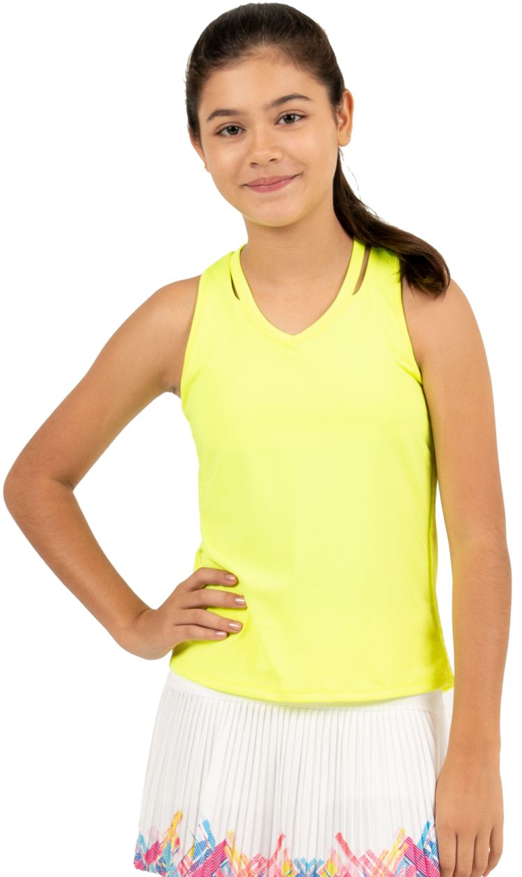 Lucky in Love Core V-Neck Cutout Tank Girls - neon yellow