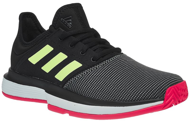 Adidas SoleCourt xJ - core black/hi-res yellow/shock red