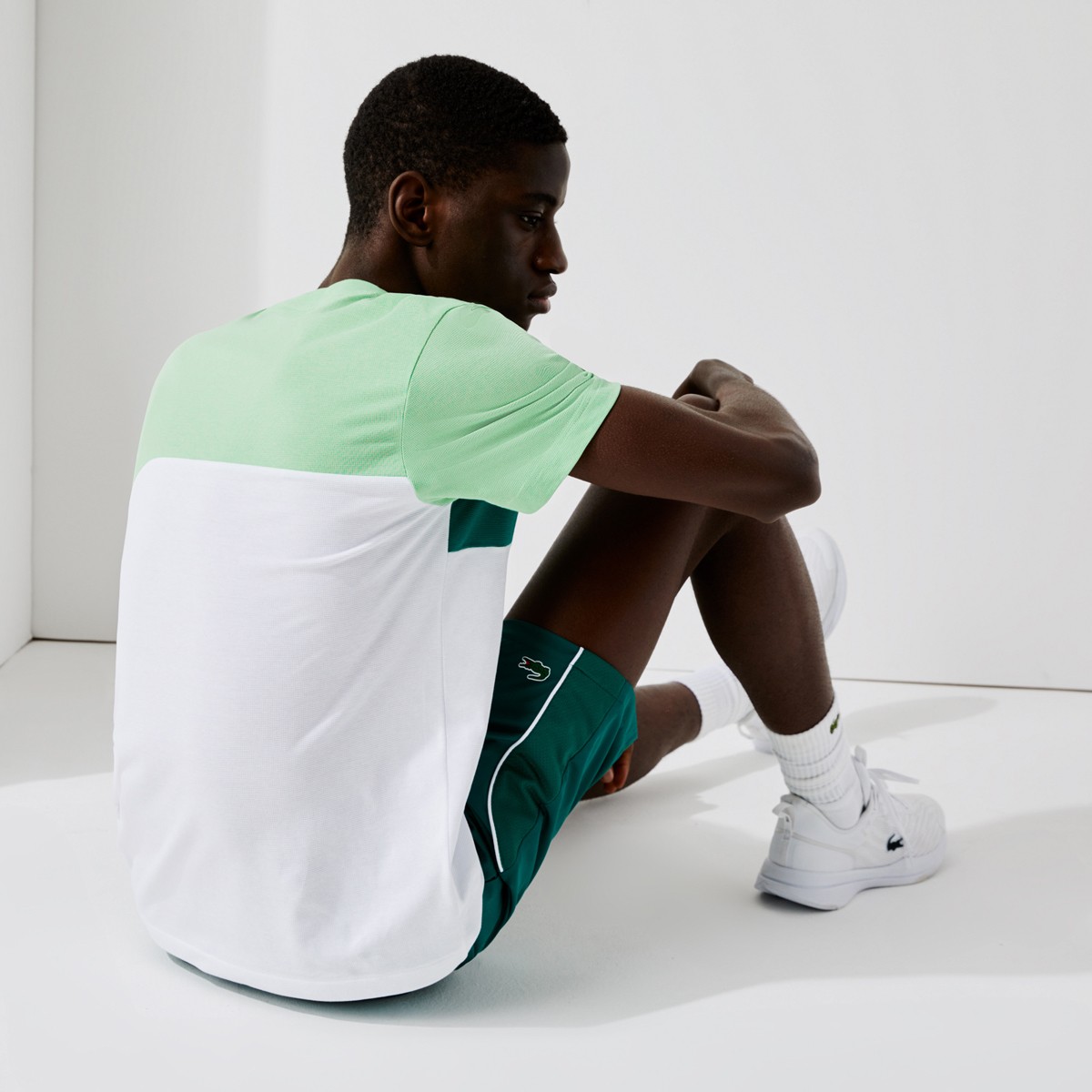 Lacoste Men’s SPORT Ultra-Light Colourblock Cotton Tennis T-shirt - green