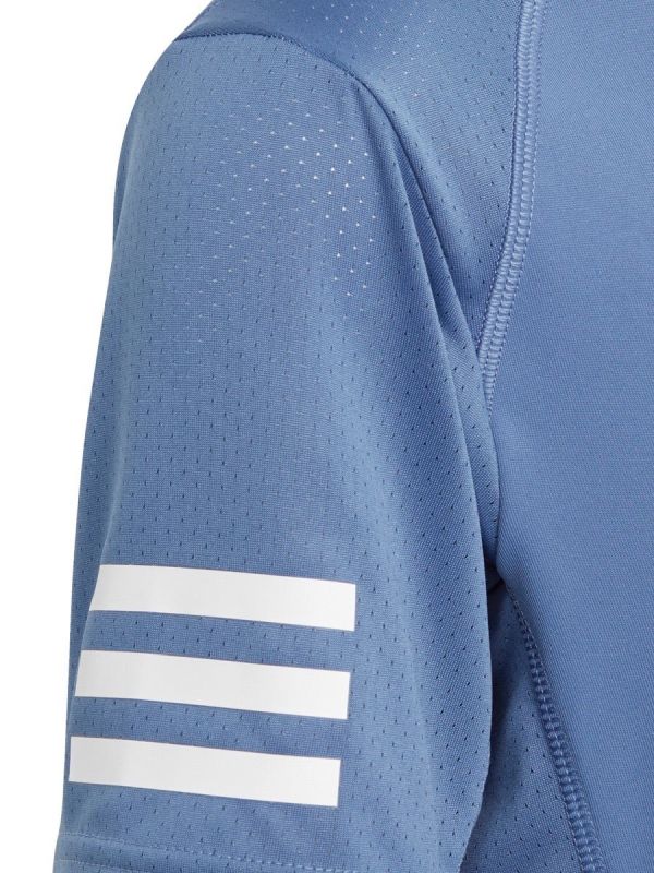 Adidas Club 3 Stripes Tee Boy - crew blue/white