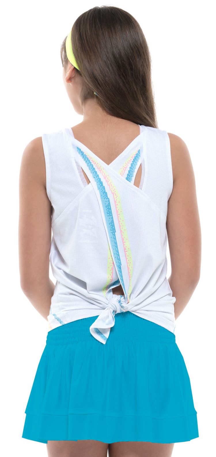 Lucky in Love Square Are You? Tie Back Tank Girls - turquoise