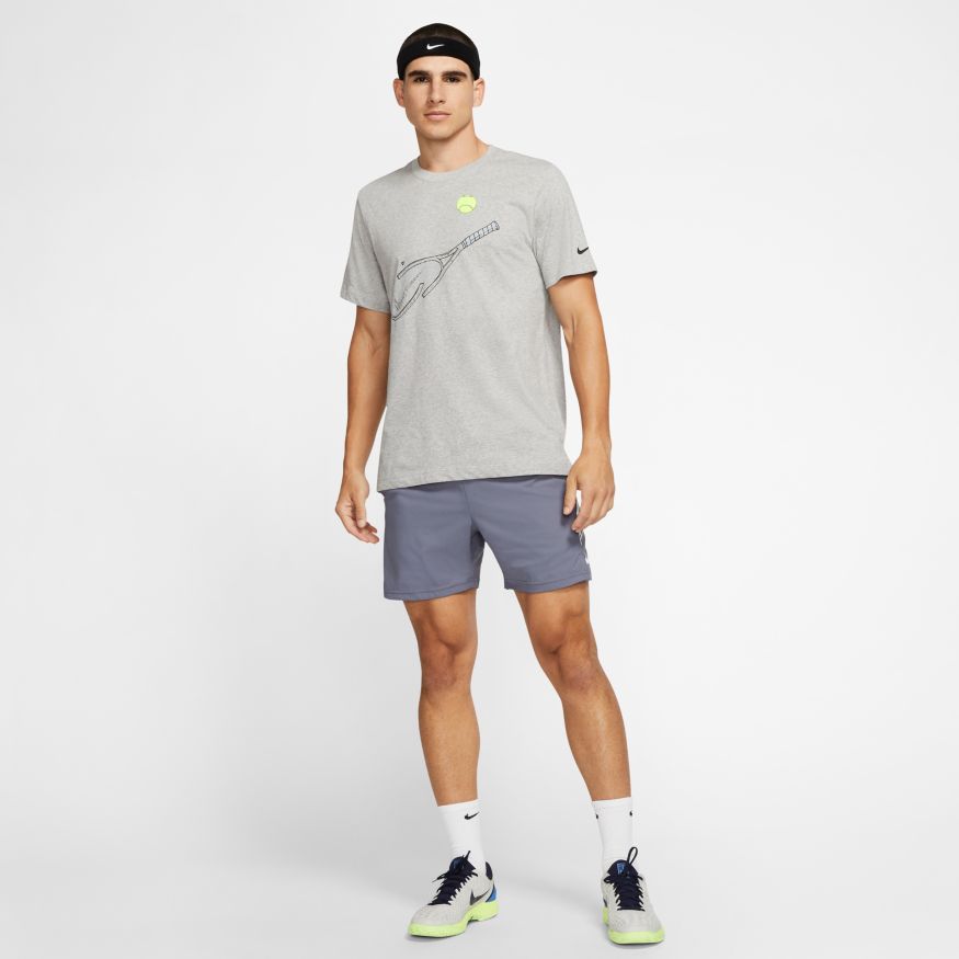 Nike Court Tee DFCT Racquet GFX - dark grey heather