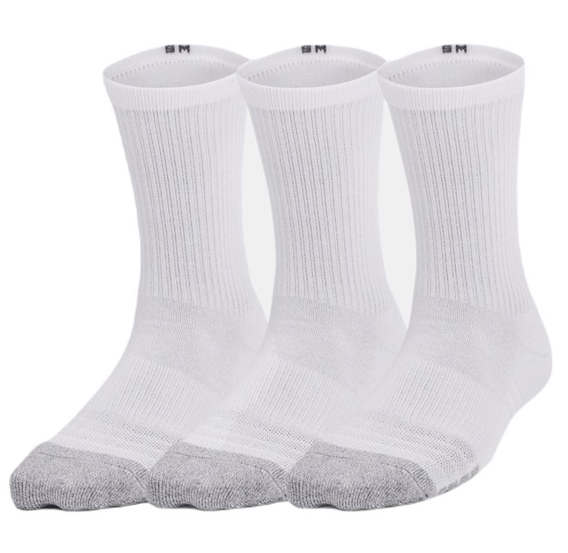 Under Armour Kid's HeatGear 3P Crew Socks - white/steel Under Armour Kid's HeatGear 3P Crew Socks - white/steel