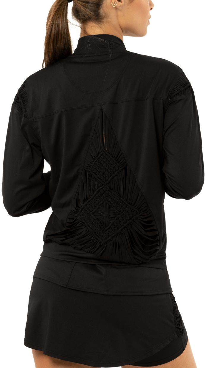 Lucky in Love Macramé Core Bomber Jacket Women - black