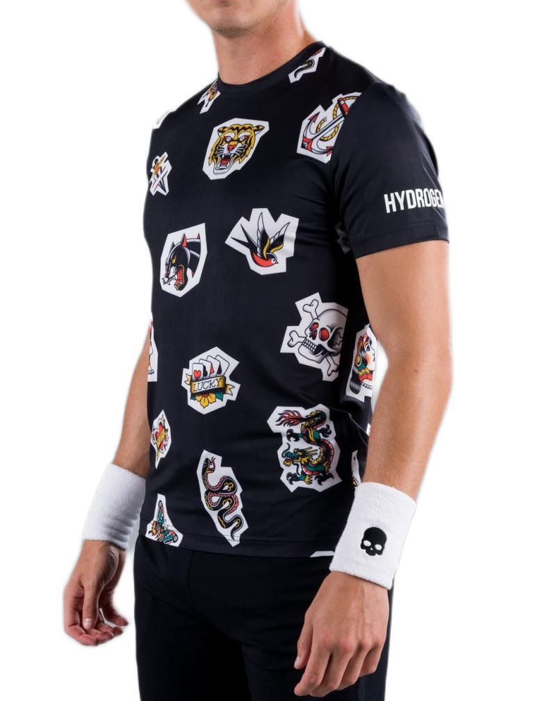 Hydrogen Tattoo Tech Tee Man - black