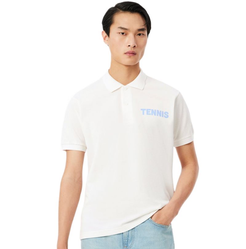 Lacoste Classic Fit Printed Petit Piqué - white