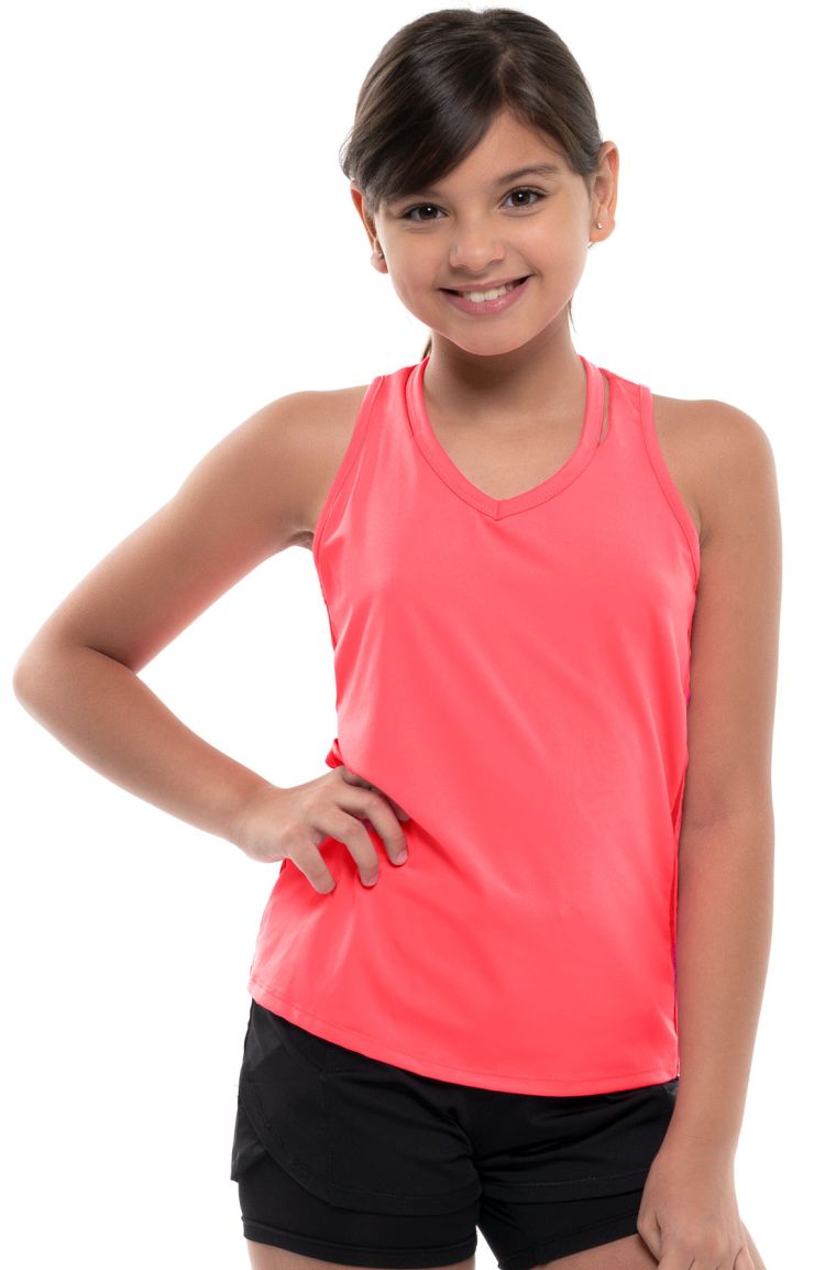 Lucky in Love Core V-Neck Cutout Tank Girls - coral crush