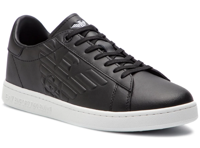 EA7 Unisex Leather Sneaker - black