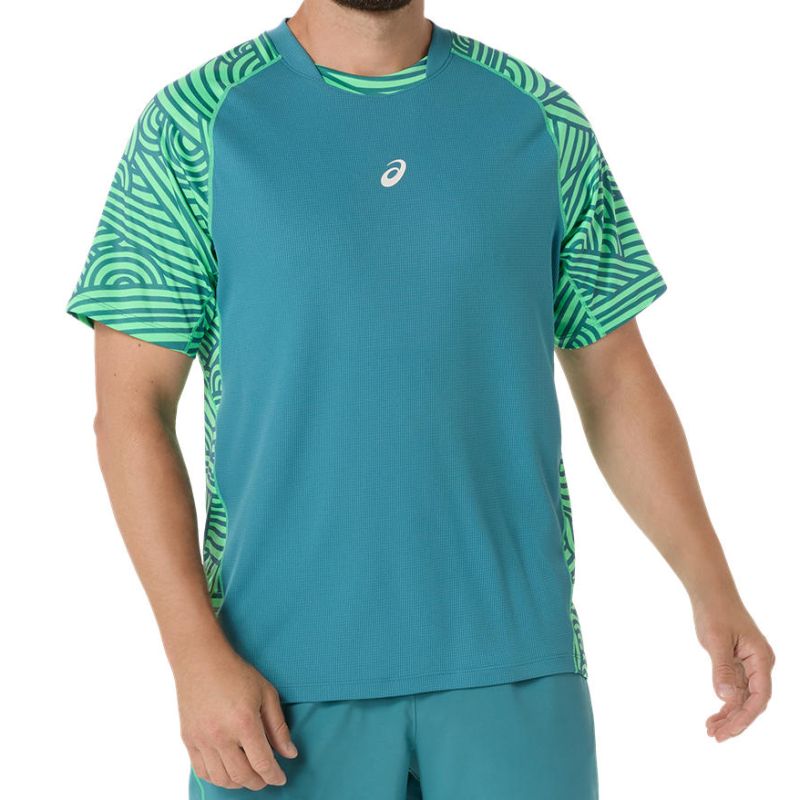 Męski T-Shirt Asics Padel Court All Over - misty pine/vital green