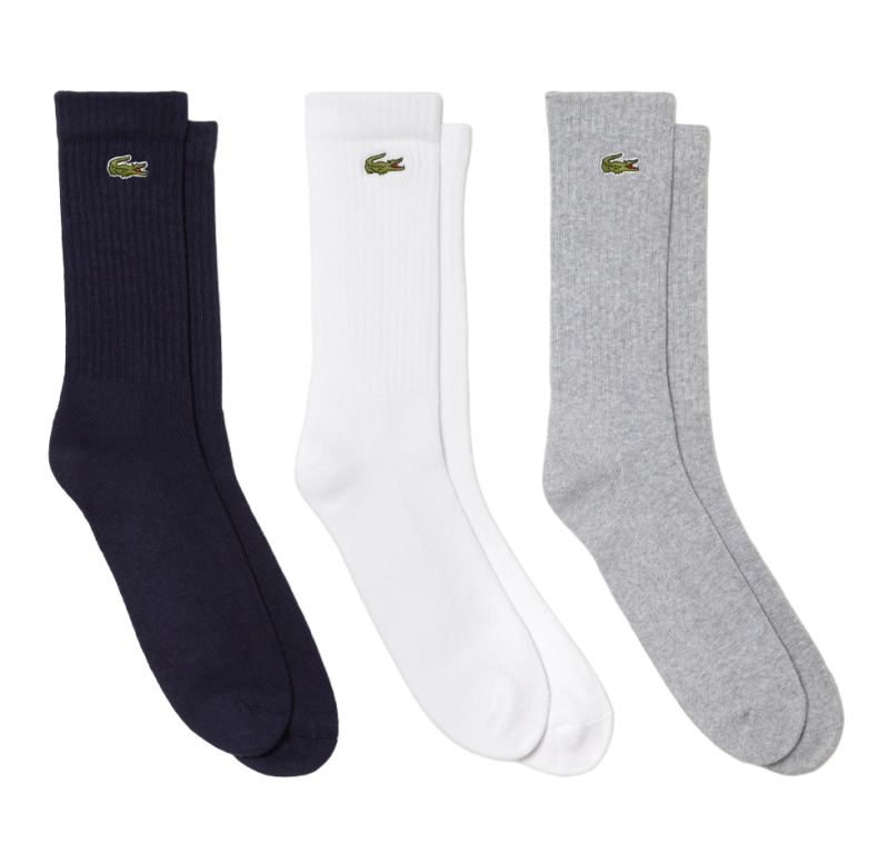 Lacoste Sport High Cut Socks 3P - grey chine/white/navy blue
